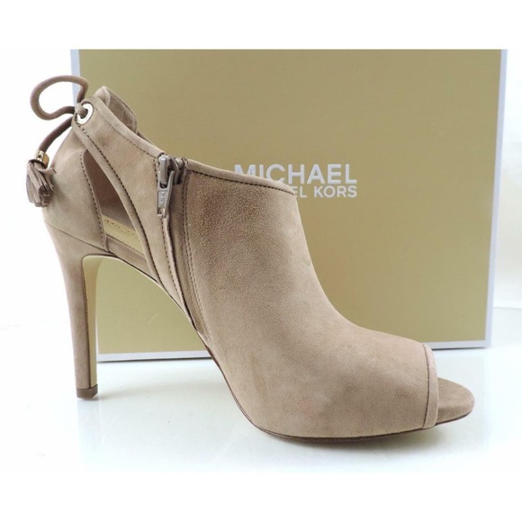 Michael Kors Jenings Bootie High Heels Sandals Open Toe Nude Dark Khaki Size 9.5 - Picture 7 of 10